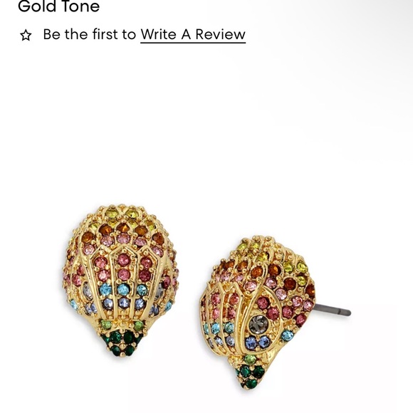 Kurt Geiger Gold Multicolor eagle head pierced Earrings nwt - Picture 6 of 6